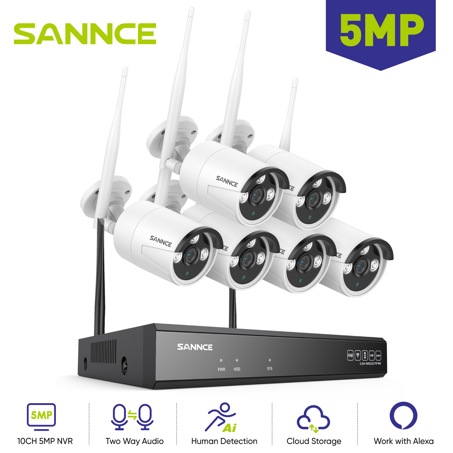 SANNCE 6PCS 5MP Wifi Camera IP - Home Security Camera System recension och pris