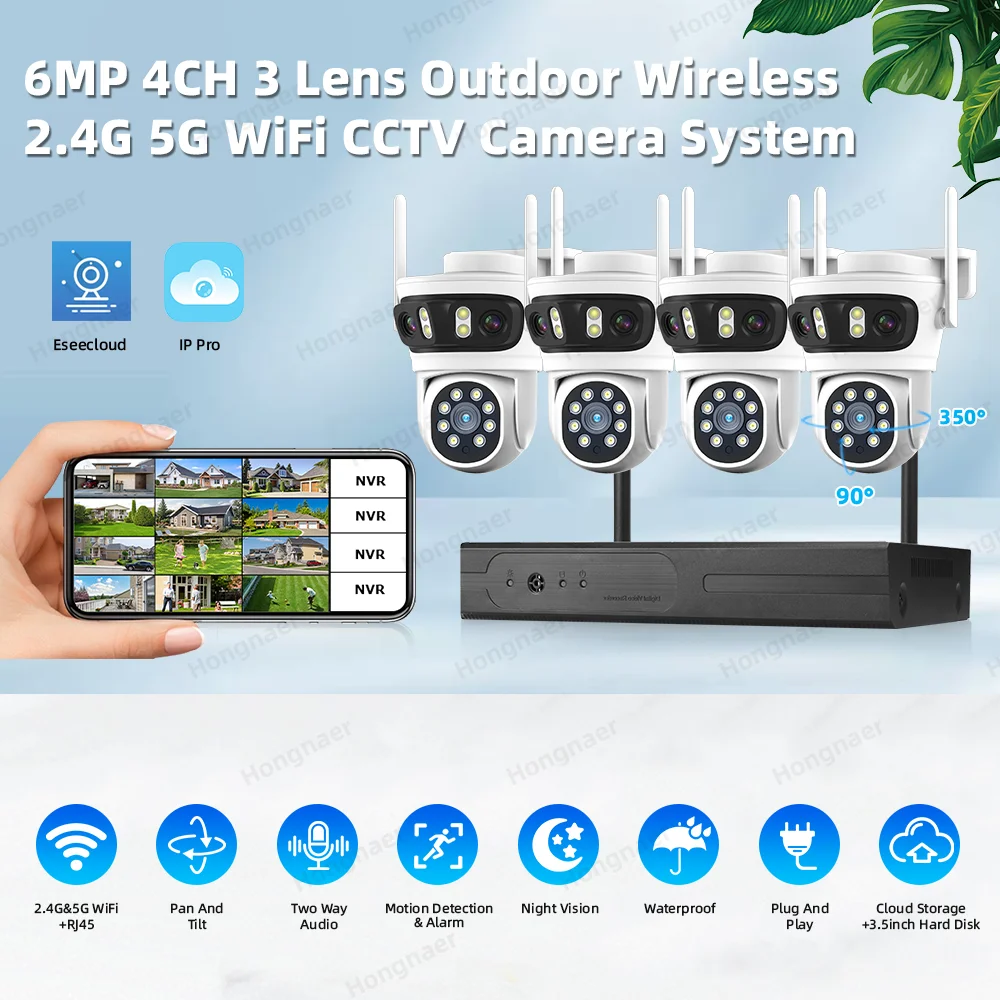 2026 Hongnaer 6MP 4CH 3 Lens 2 - Home Security Camera System recension och pris