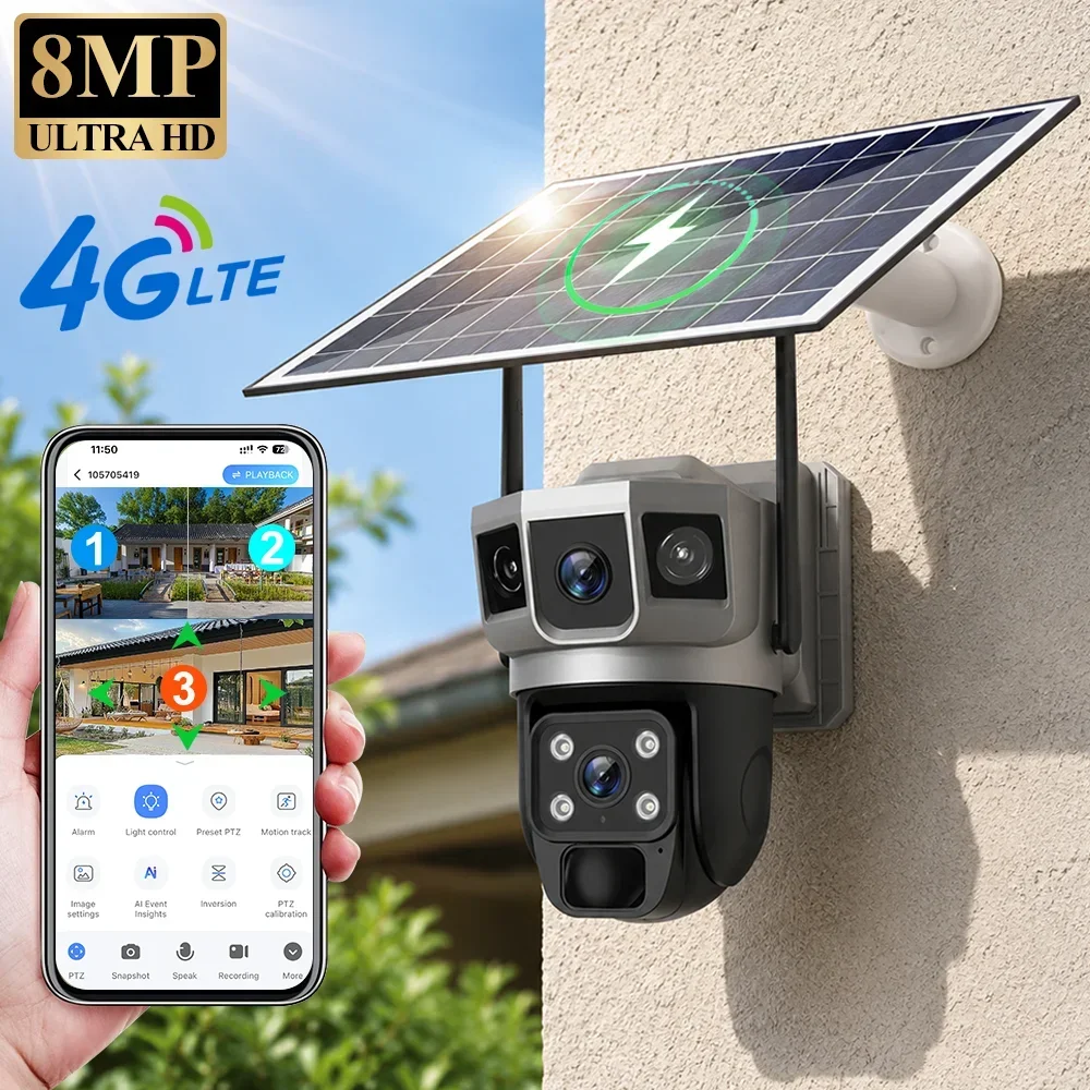 V380 4K 3 Screens 4G Camera So - Home Security Video Cameras recension och pris