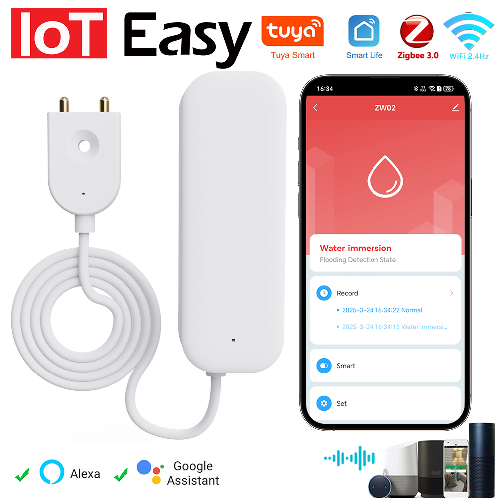 Tuya WiFi ZigBee Water Sensor  - Home Security Guard recension och pris